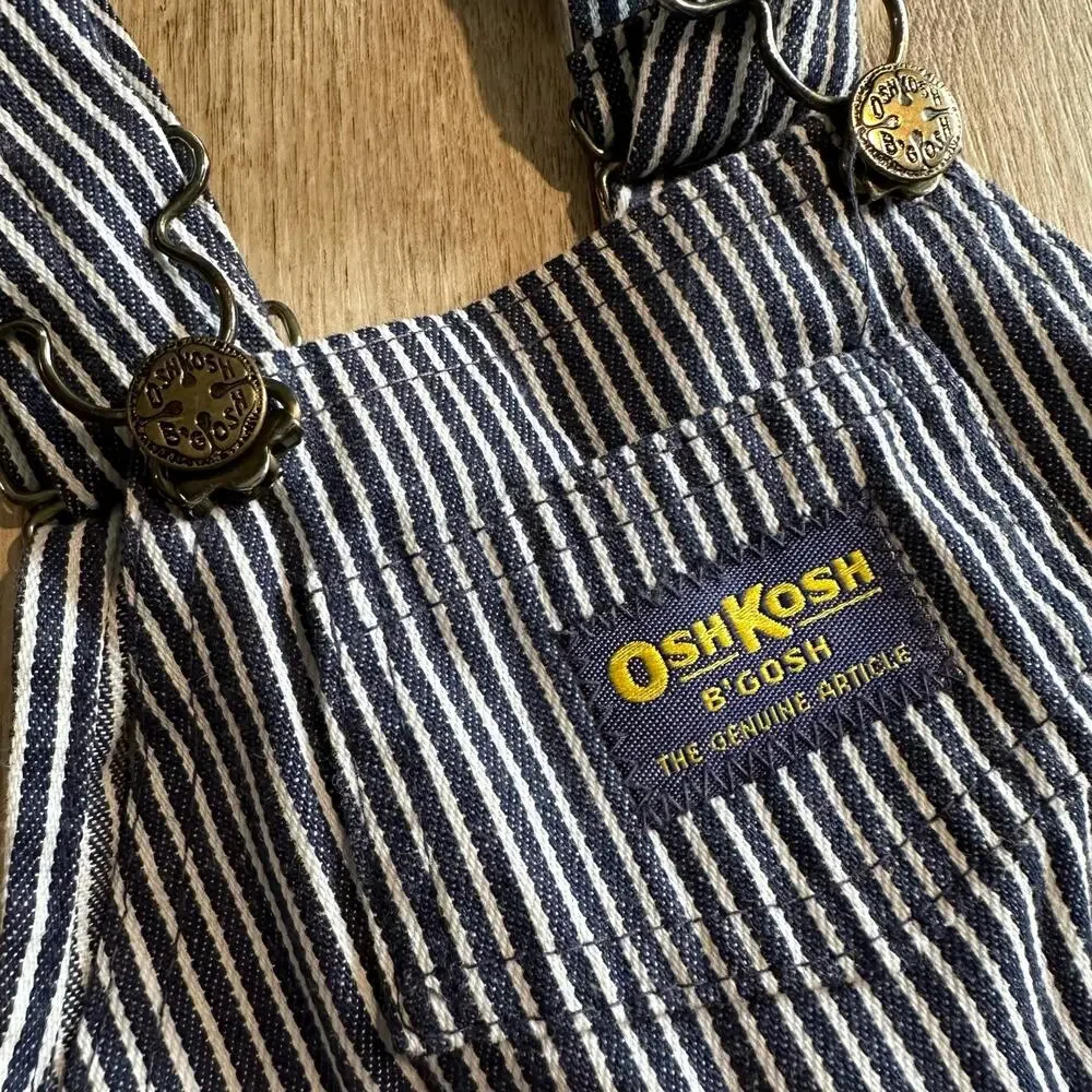 Vintage OshKosh B'Gosh Railroad Stripe Bib Overalls 12 Month USA Made